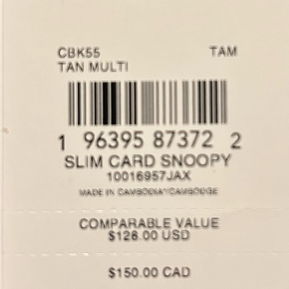 Coach Snoopy Peanuts Tan Multi Card Holder - Picture 3 of 5